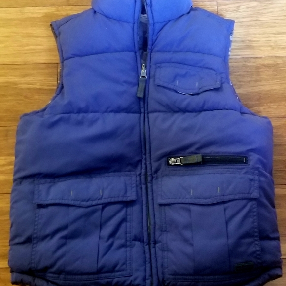 Boys GAP Reversible Vest Size 8 Blue & Camouflage Zip Up THICK & WARM - Picture 2 of 3